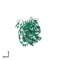PDB entry 4tvd coloured by chain, side view.