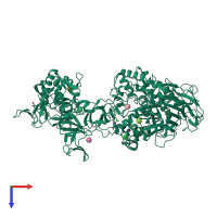 PDB entry 4tvd coloured by chain, top view.