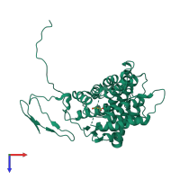 PDB entry 4tvm coloured by chain, top view.