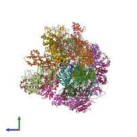 PDB entry 4tvx coloured by chain, side view.