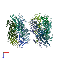 PDB entry 4twd coloured by chain, top view.