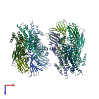 PDB entry 4twf coloured by chain, top view.