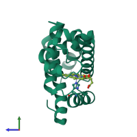 PDB entry 4twv coloured by chain, side view.
