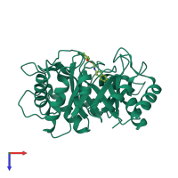 PDB entry 4txe coloured by chain, top view.