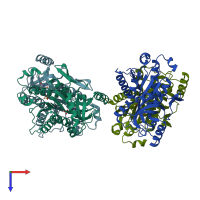 PDB entry 4txl coloured by chain, top view.