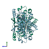 PDB entry 4txm coloured by chain, side view.