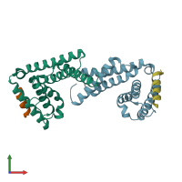 PDB entry 4txq coloured by chain, front view.