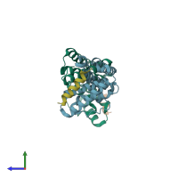 PDB entry 4txq coloured by chain, side view.