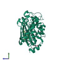 PDB entry 4ty1 coloured by chain, side view.
