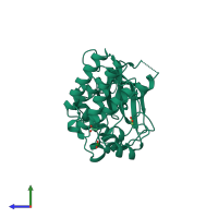 PDB entry 4tyg coloured by chain, side view.