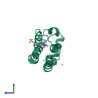PDB entry 4tyl coloured by chain, side view.