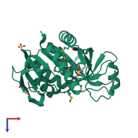 PDB entry 4tym coloured by chain, top view.