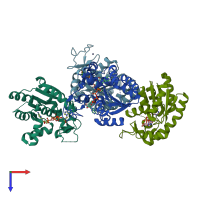 PDB entry 4typ coloured by chain, top view.