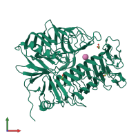 Monomeric assembly 2 of PDB entry 4tyv coloured by chemically distinct molecules, front view.