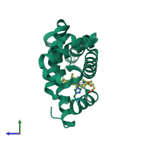 PDB entry 4tyx coloured by chain, side view.