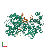 PDB entry 4tz0 coloured by chain, front view.