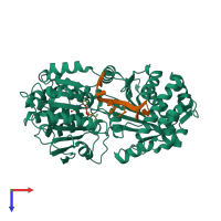 PDB entry 4tz0 coloured by chain, top view.