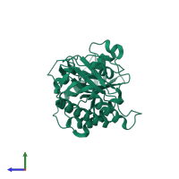 PDB entry 4tz7 coloured by chain, side view.