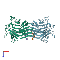 PDB entry 4tzd coloured by chain, top view.