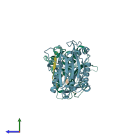 PDB entry 4tzn coloured by chain, side view.