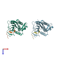 PDB entry 4tzs coloured by chain, top view.