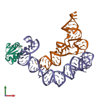 PDB entry 4tzv coloured by chain, front view.