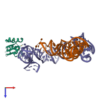 PDB entry 4tzv coloured by chain, top view.