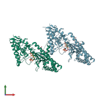 PDB entry 4u03 coloured by chain, front view.