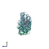 PDB entry 4u03 coloured by chain, side view.