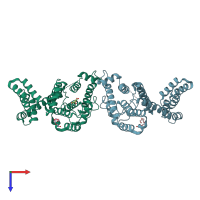 PDB entry 4u04 coloured by chain, top view.