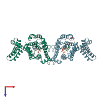 PDB entry 4u07 coloured by chain, top view.