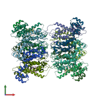 PDB entry 4u0b coloured by chain, front view.