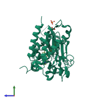 PDB entry 4u0i coloured by chain, side view.