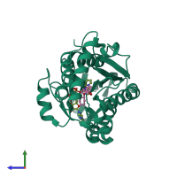 PDB entry 4u0j coloured by chain, side view.