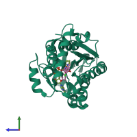 PDB entry 4u0k coloured by chain, side view.
