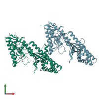 PDB entry 4u0l coloured by chain, front view.