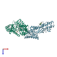 PDB entry 4u0n coloured by chain, top view.