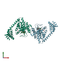 PDB entry 4u0s coloured by chain, front view.