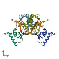 PDB entry 4u0y coloured by chain, front view.