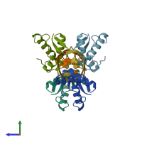 PDB entry 4u0y coloured by chain, side view.