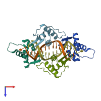 PDB entry 4u0y coloured by chain, top view.