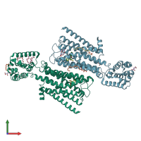PDB entry 4u15 coloured by chain, front view.