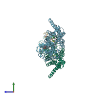 PDB entry 4u15 coloured by chain, side view.