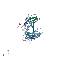 PDB entry 4u17 coloured by chain, side view.