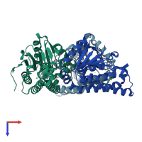 PDB entry 4u18 coloured by chain, top view.