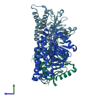 PDB entry 4u1a coloured by chain, side view.