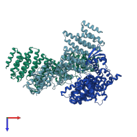 PDB entry 4u1d coloured by chain, top view.