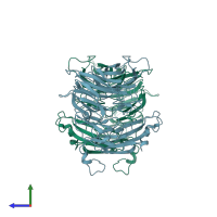 PDB entry 4u1f coloured by chain, side view.