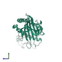 HLA class I histocompatibility antigen, B alpha chain in PDB entry 4u1j, assembly 1, side view.
