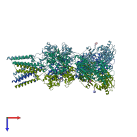 PDB entry 4u1w coloured by chain, top view.